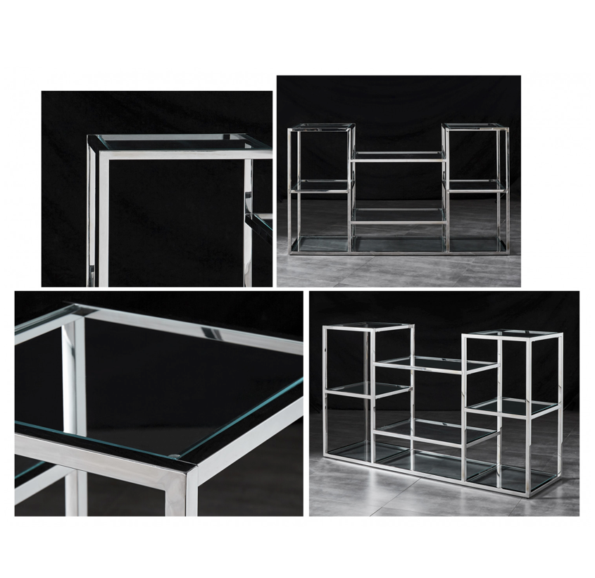 Sayer Hallway Table Console Stainless Steel and Glass