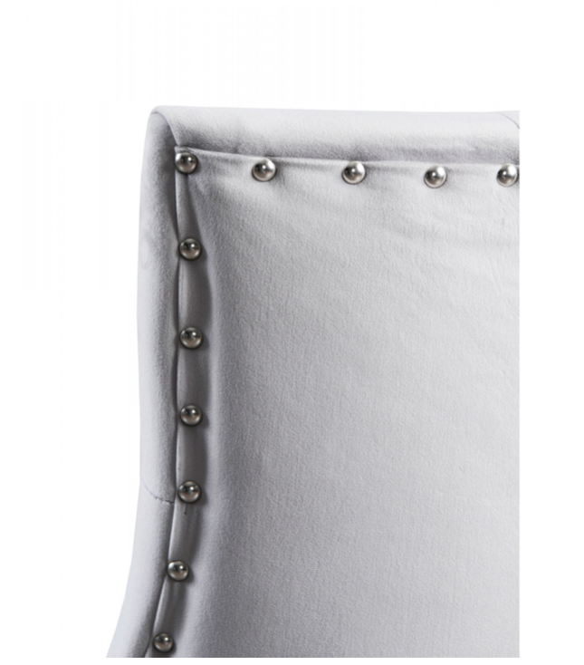 Torino Plush Dining Chair Dove Grey Velvet With Chrome Details & Chrome Rear Handle