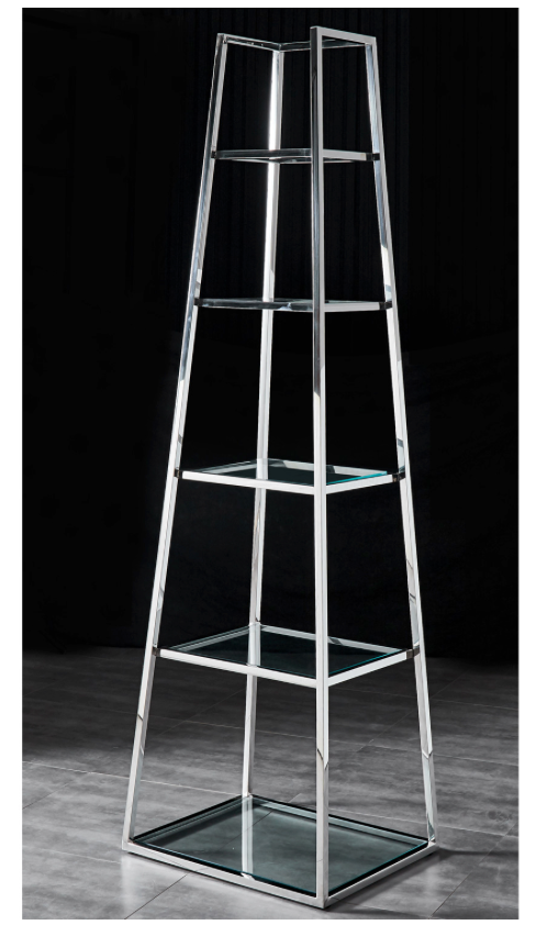 STAX Multiple Shelf Display Unit Stainless Steel Tempered Glass