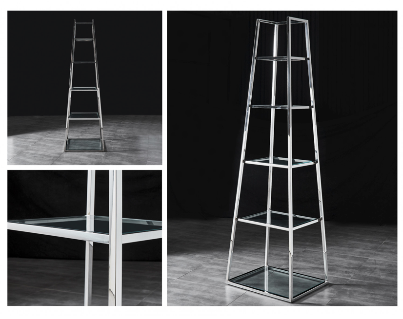 STAX Multiple Shelf Display Unit Stainless Steel Tempered Glass
