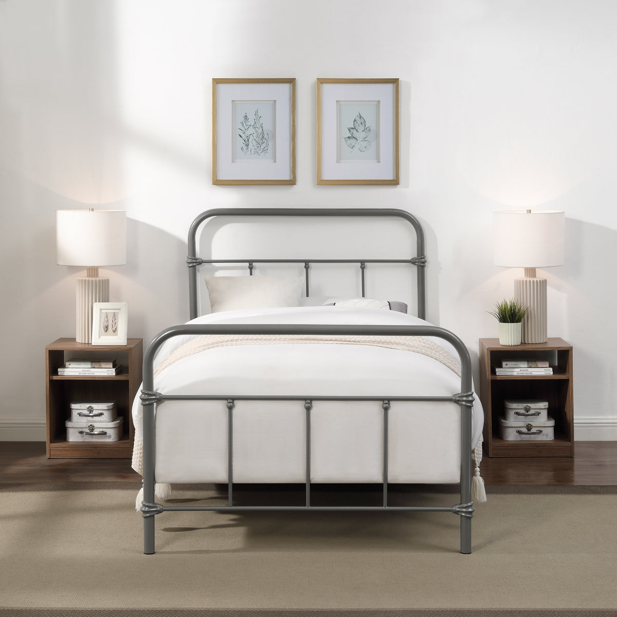 Wallace Single Bed - Grey Metal