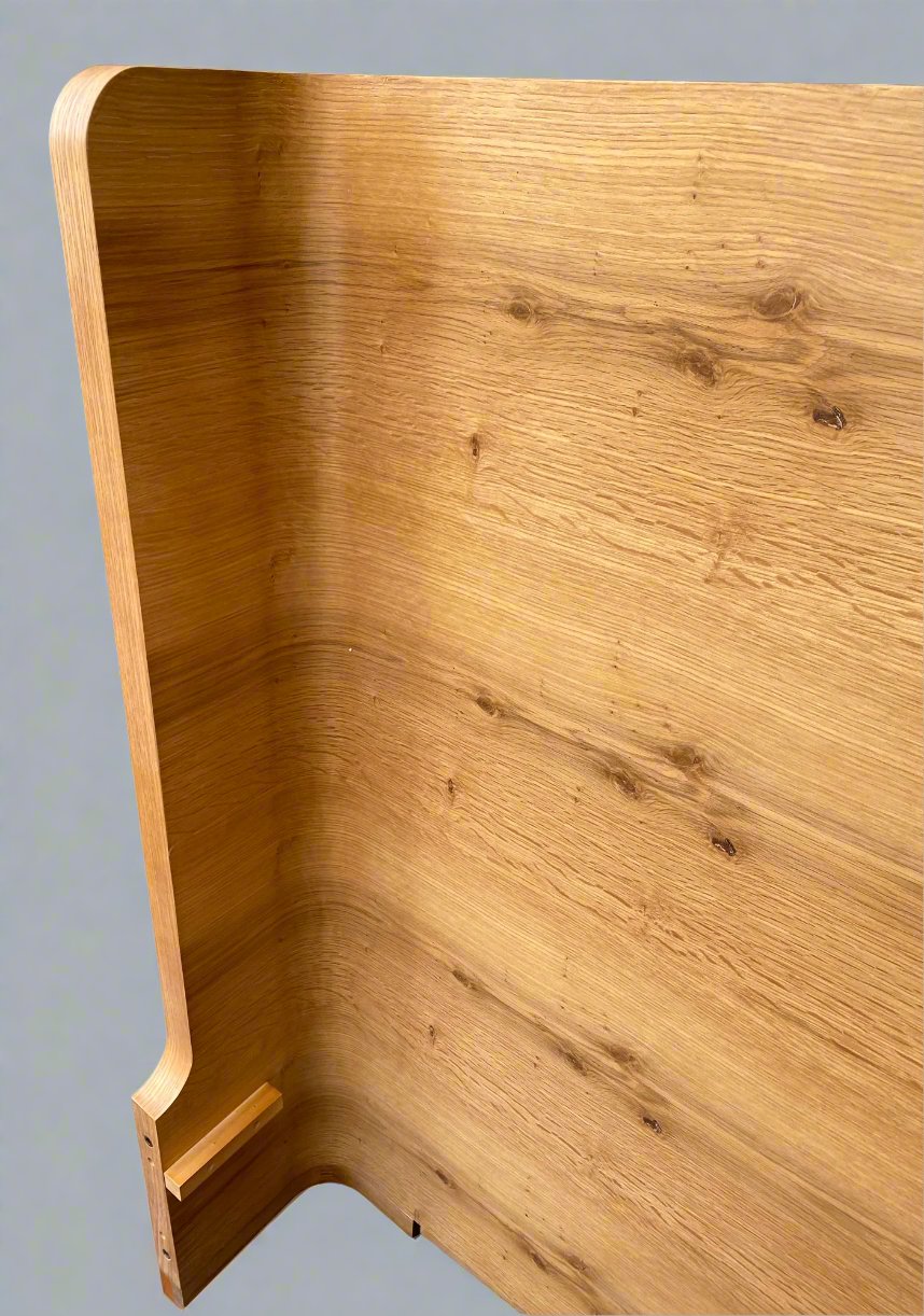 BOWER Curved Oak Queen Bed Natural Finish