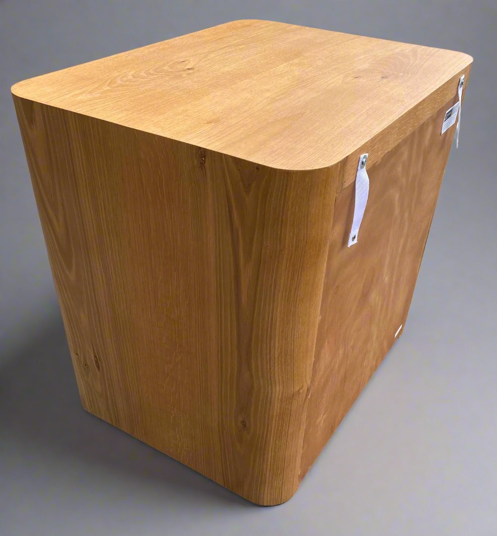 Bower Curved Oak 3 Drw Bedside Table - Natural