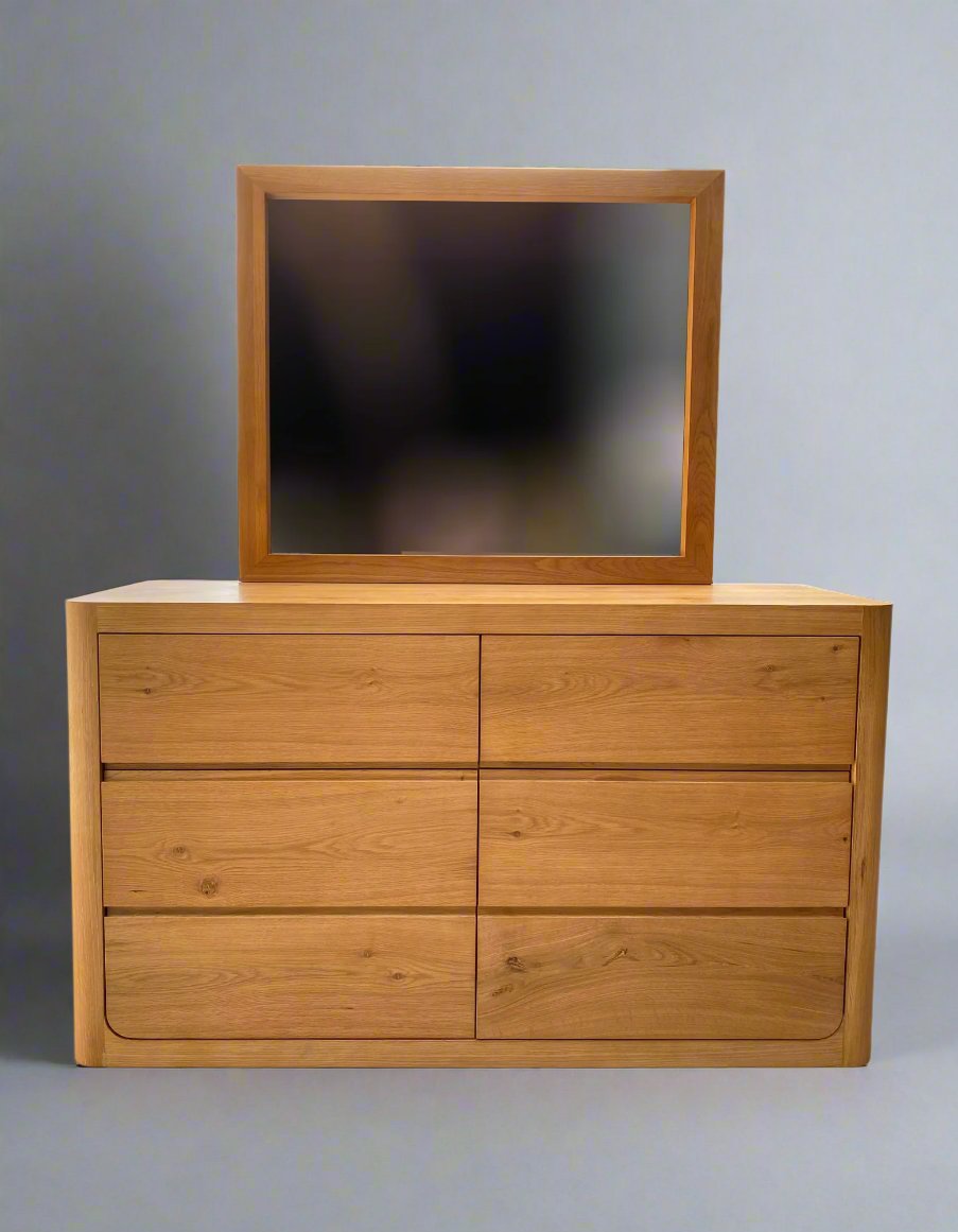 Bower Curved Oak 6 Drw Dresser - Natural