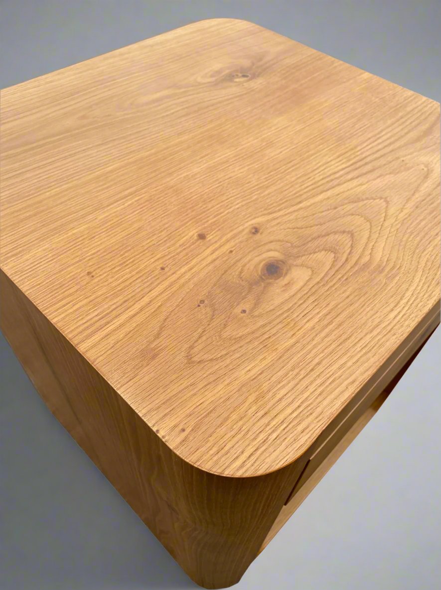 BOWER Curved Oak Bedside Table 1 Drawer Natural Finish