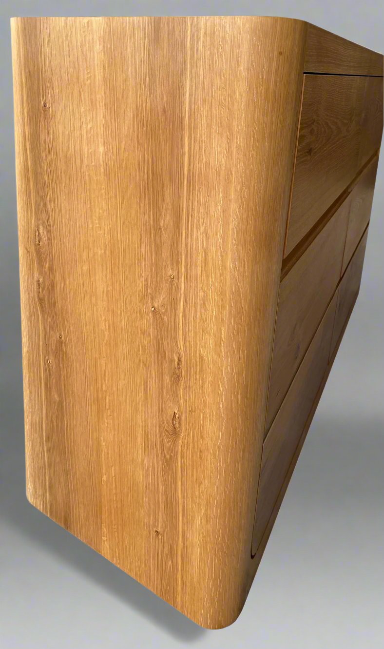 Bower Curved Oak 6 Drw Dresser - Natural