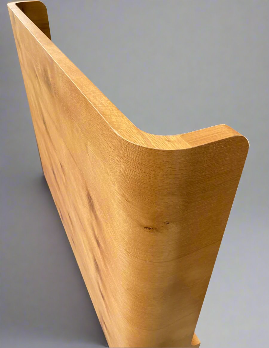 BOWER Curved Oak Queen Bed Natural Finish