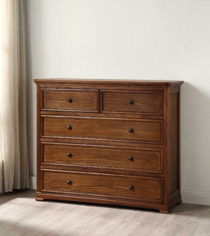 ASHLEIGH Tallboy Traditional Style Ash Wood Walnut Finish