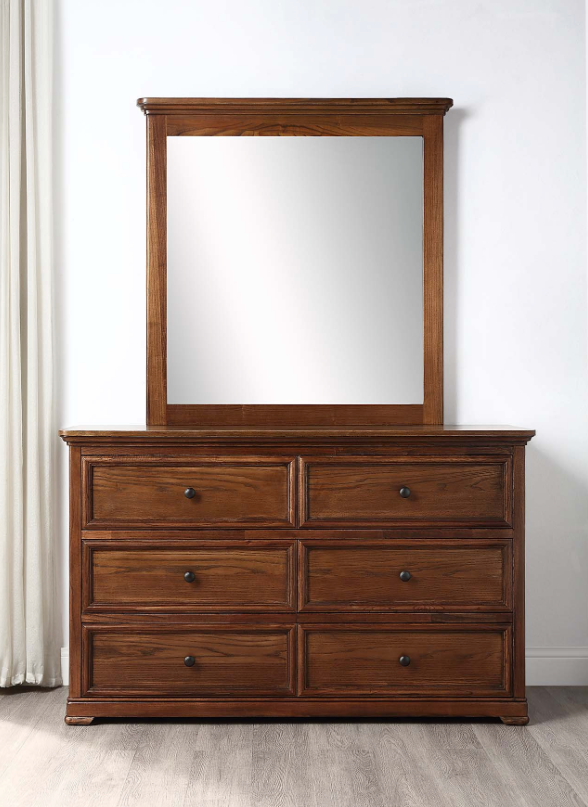 ASHLEIGH Dressing Table Traditional Style Ash Wood Walnut Finish