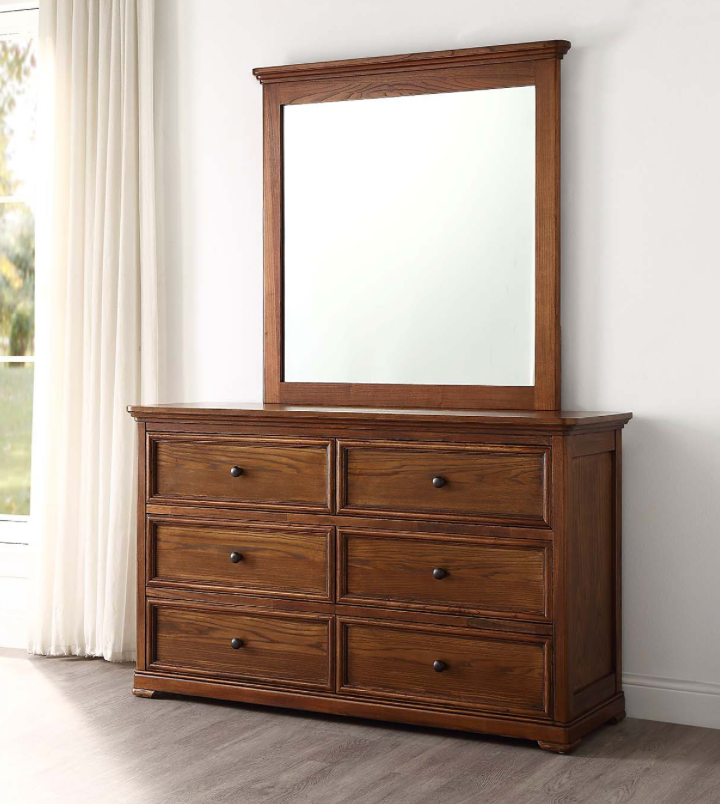 ASHLEIGH Dressing Table Traditional Style Ash Wood Walnut Finish