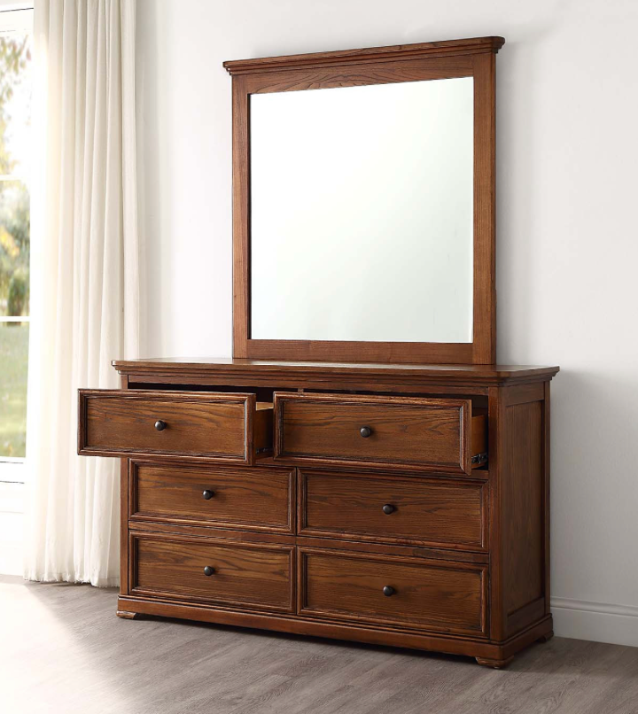 ASHLEIGH Dressing Table Traditional Style Ash Wood Walnut Finish