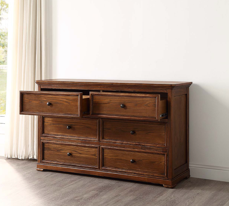 ASHLEIGH Dressing Table Traditional Style Ash Wood Walnut Finish