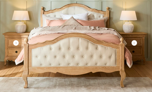 FABIAN Queen European Oak & Upholstered Bed