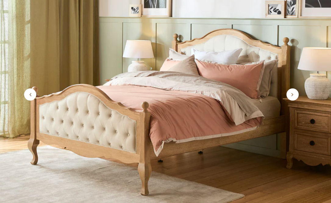 FABIAN King European Oak & Upholstered Bed