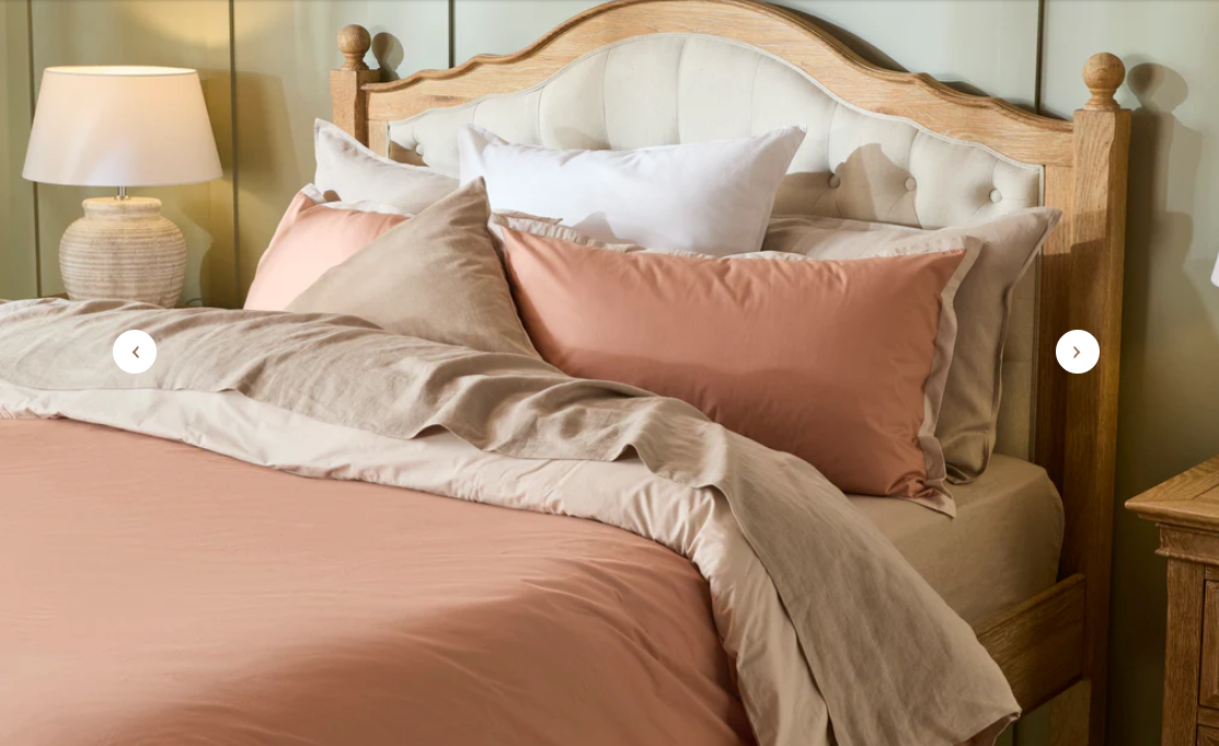 FABIAN Queen European Oak & Upholstered Bed