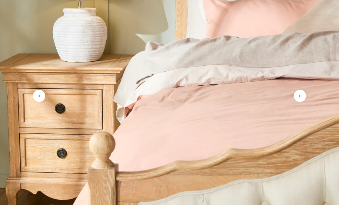 FABIAN Queen European Oak & Upholstered Bed