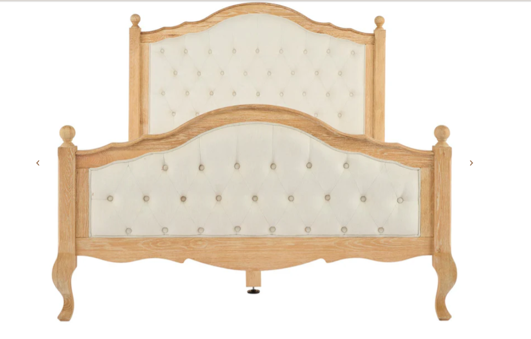 FABIAN Queen European Oak & Upholstered Bed