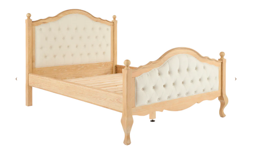 FABIAN Queen European Oak & Upholstered Bed