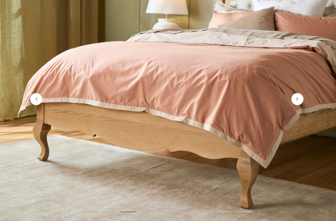 FABIAN King European White Oak & Upholstered Bed - LOW FOOT END