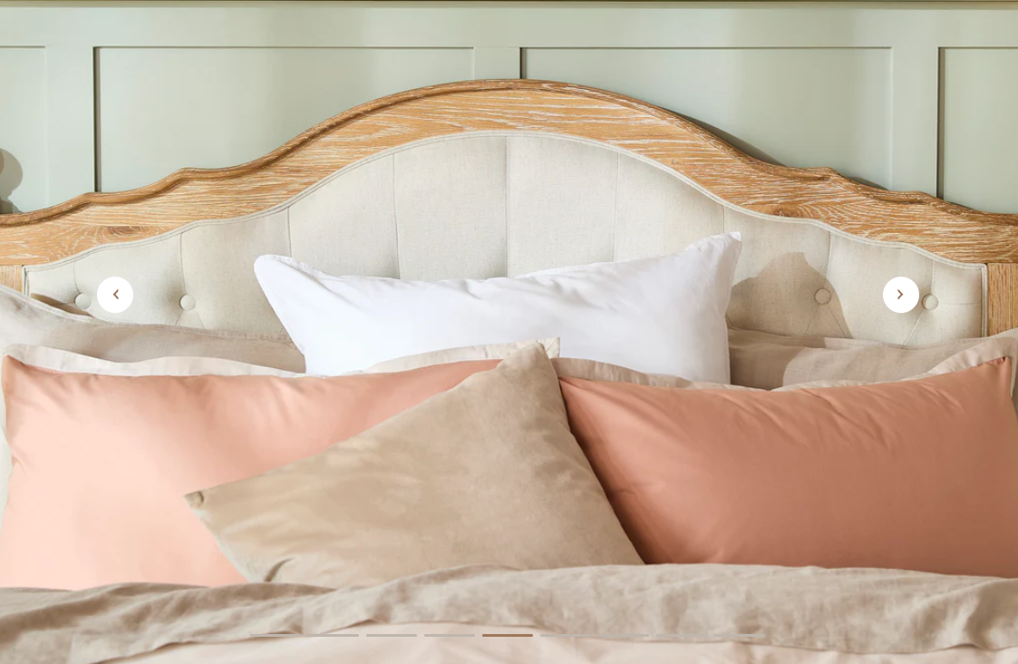 FABIAN Queen European White Oak & Upholstered Bed - LOW FOOT END