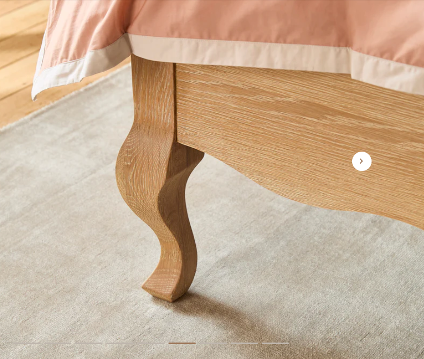 FABIAN Queen European White Oak & Upholstered Bed - LOW FOOT END