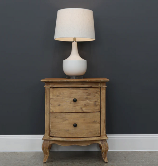French Provincial Acacia Bedside Table Brushed Weathered Provincial Finish