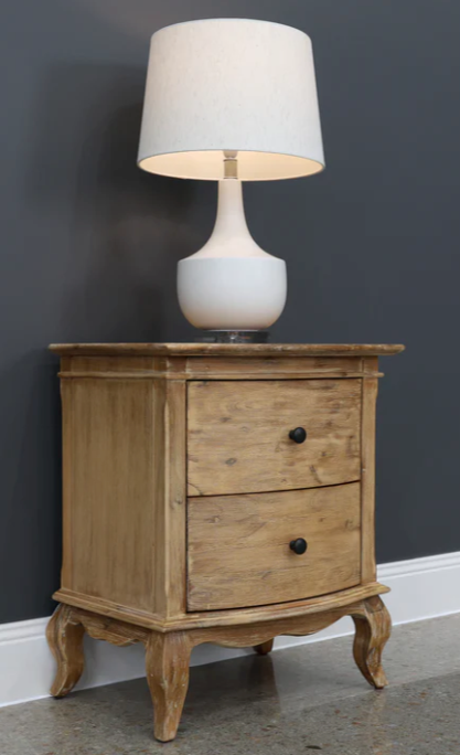 French Provincial Acacia Bedside Table Brushed Weathered Provincial Finish