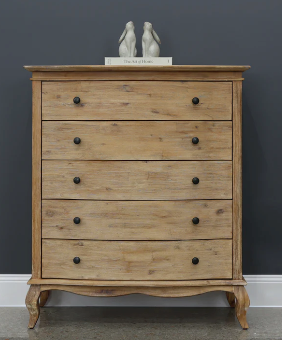 French Provincial Acacia Tallboy Brushed Weathered Provincial Finish