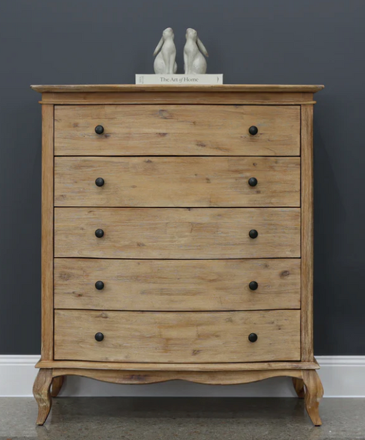 French Provincial Acacia Tallboy Brushed Weathered Provincial Finish