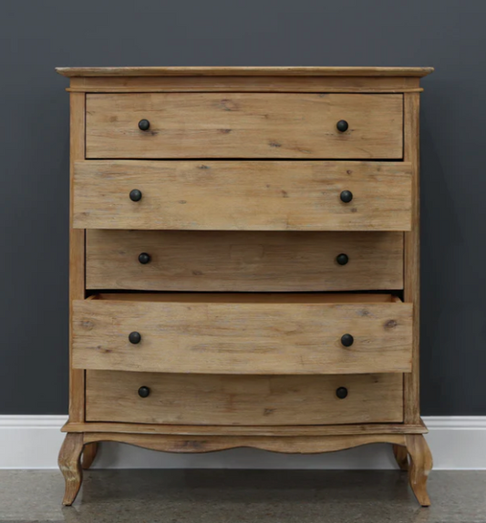 French Provincial Acacia Tallboy Brushed Weathered Provincial Finish