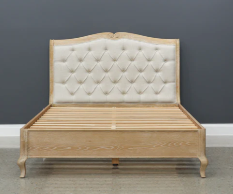 Mt Eden Queen Bed Upholstered and White Oak Wood