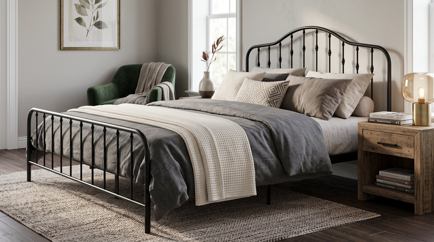Shandwick Queen Bed - Black Metal