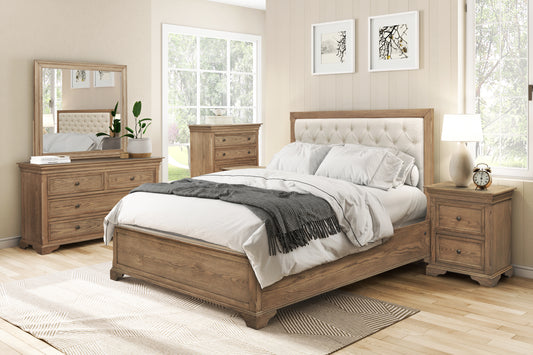 Dorset Square Oak Queen Bed with Slats