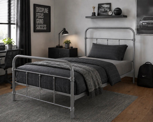 Wallace Single Bed - Grey Metal