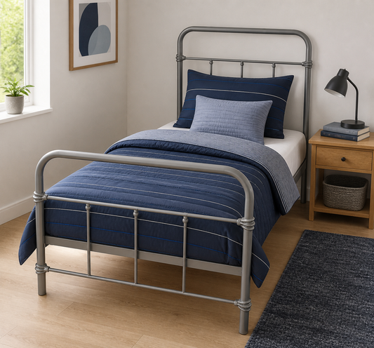 Wallace King Single Bed - Grey Metal