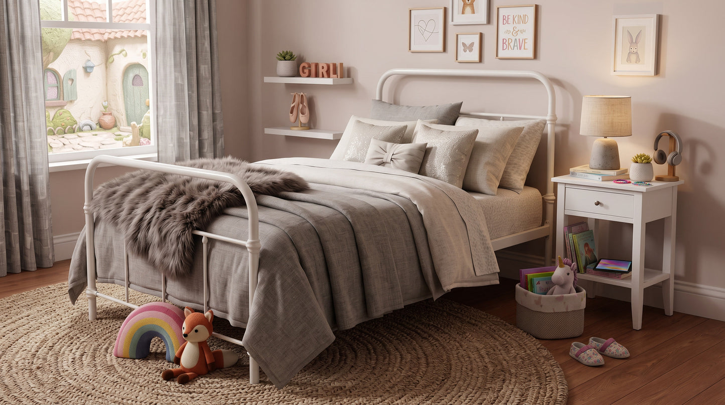 Wallace Single Bed - White Metal