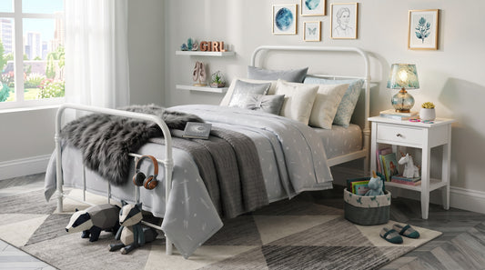 Wallace King Single Bed - White Metal