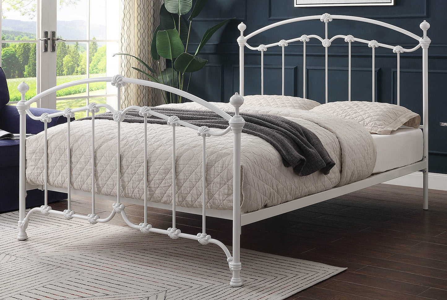 KATRINA WHITE SINGLE Size Cast and Wrought Iron Bed