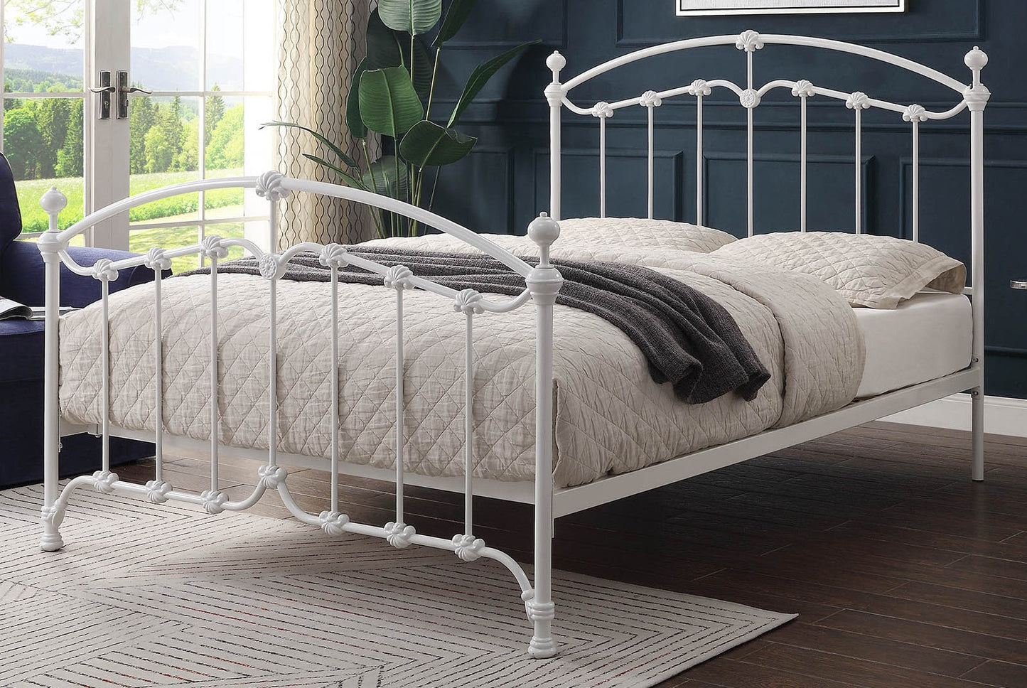 KATRINA WHITE QUEEN Size Cast and Wrought Iron Bed