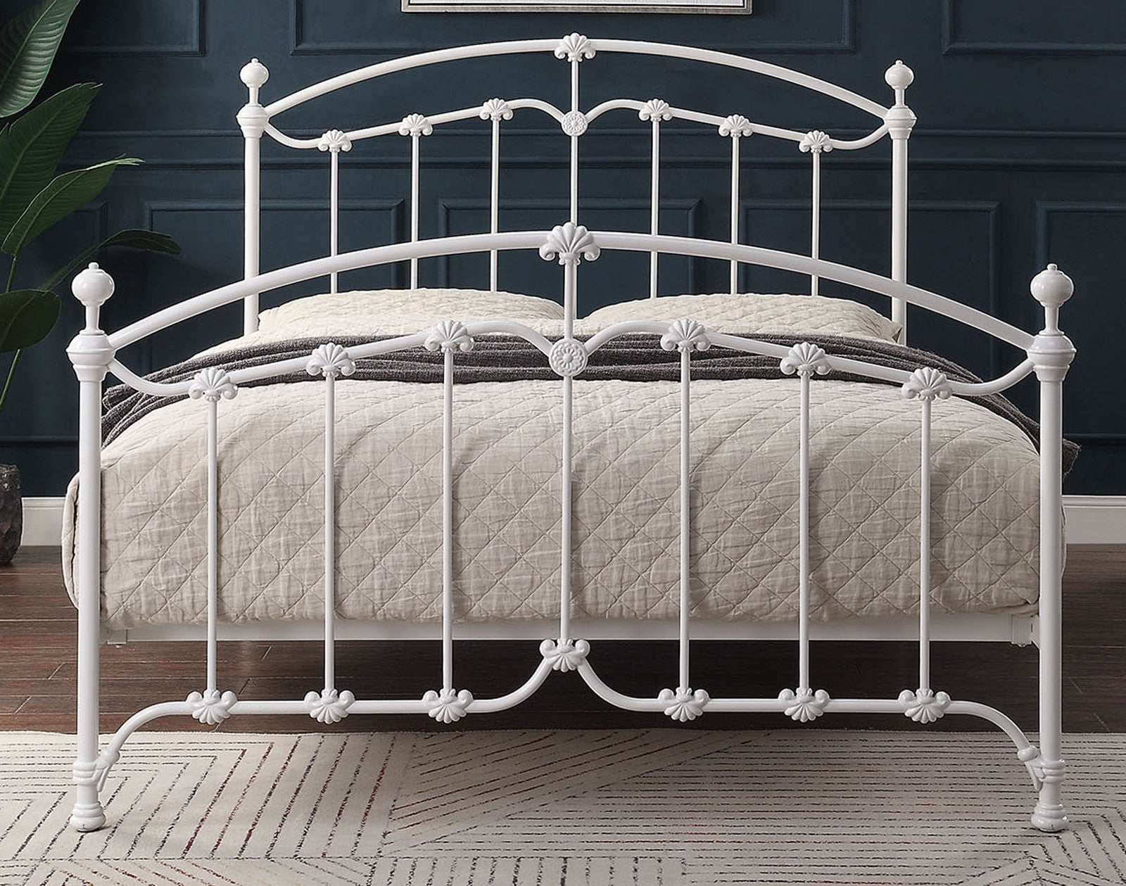 KATRINA WHITE King Single Size Cast And Wrought Iron Bed Bradshaw KATRINA WHITE King Single Size Cast And Wrought Iron Bed Bradshaw