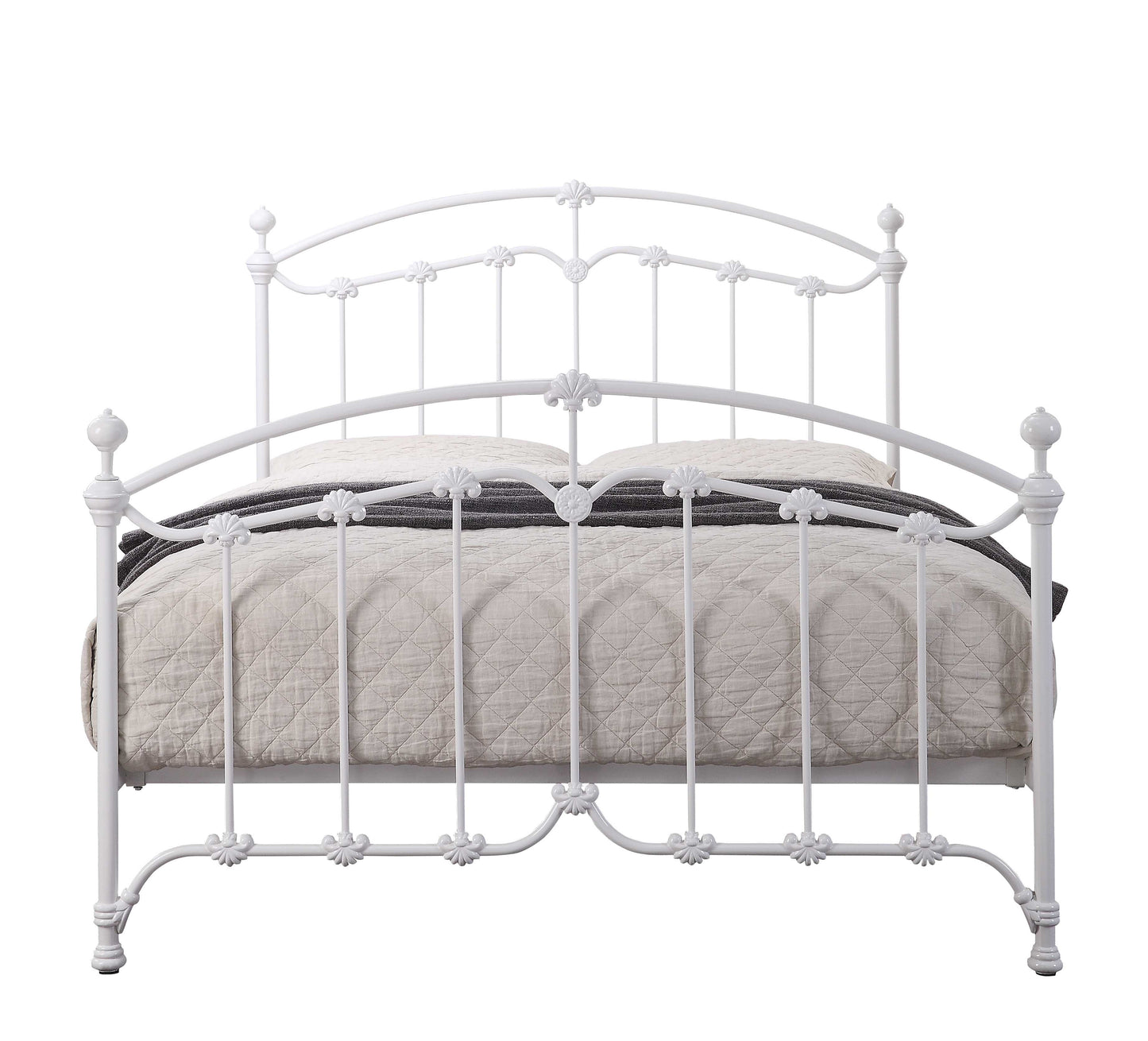 KATRINA WHITE King Single Size Cast and Wrought Iron Bed