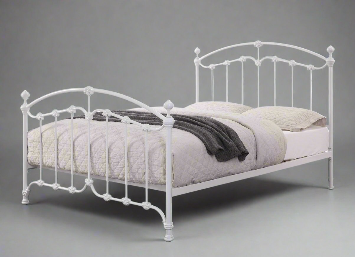 KATRINA WHITE SINGLE Size Cast and Wrought Iron Bed