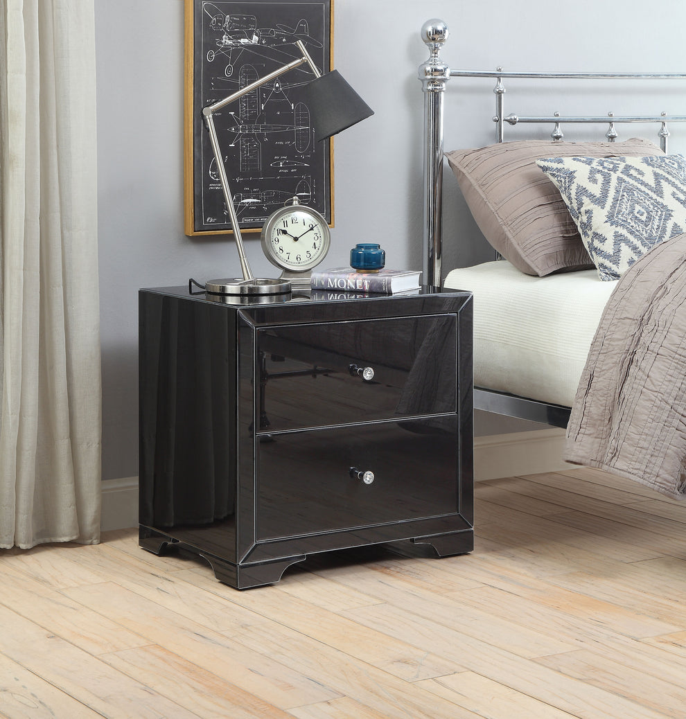 BOULEVARD Black Glass Bedside Table Bradshaw Australia