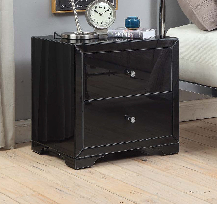 BOULEVARD Black Glass Bedside Table