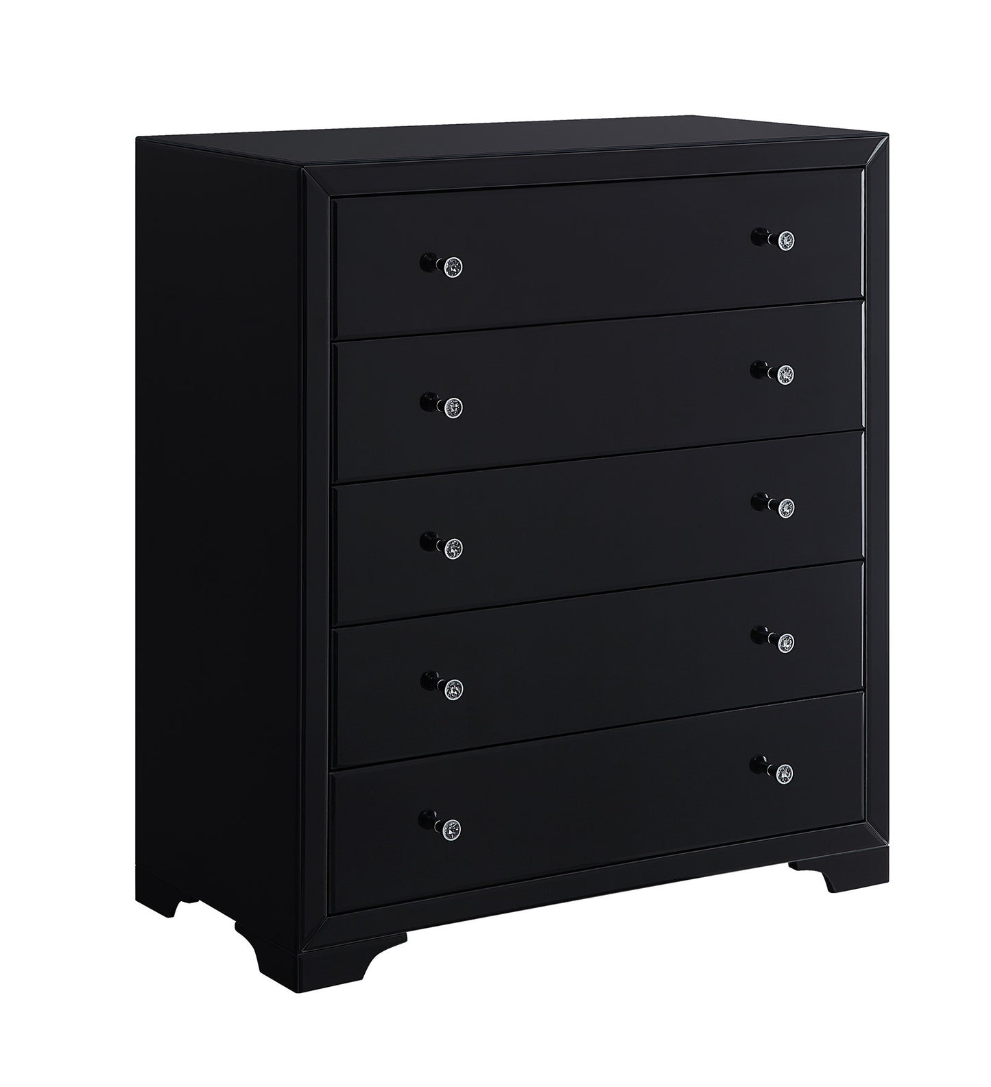 BOULEVARD Black Glass Tallboy 5 drawers