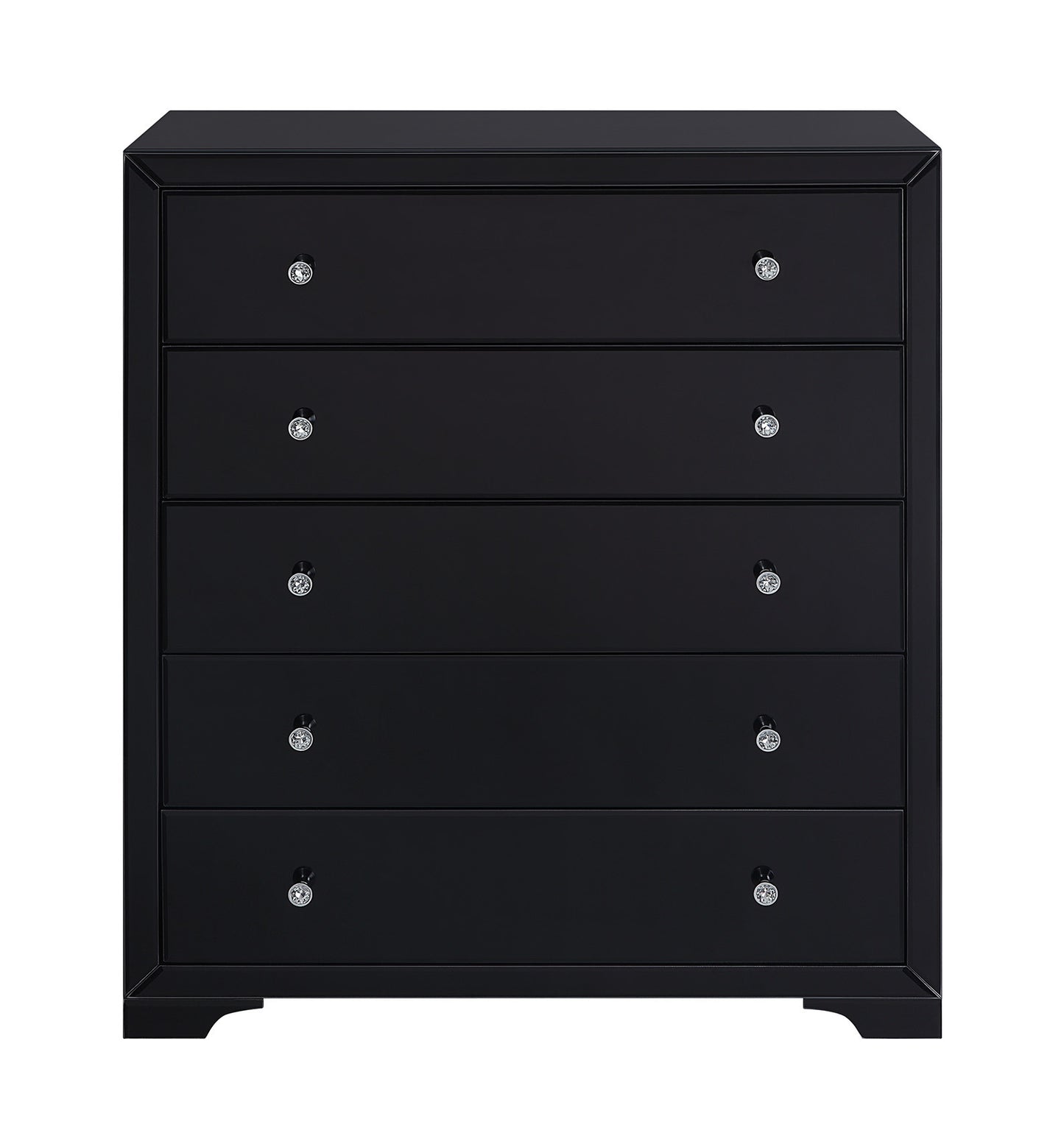 BOULEVARD Black Glass Tallboy 5 drawers