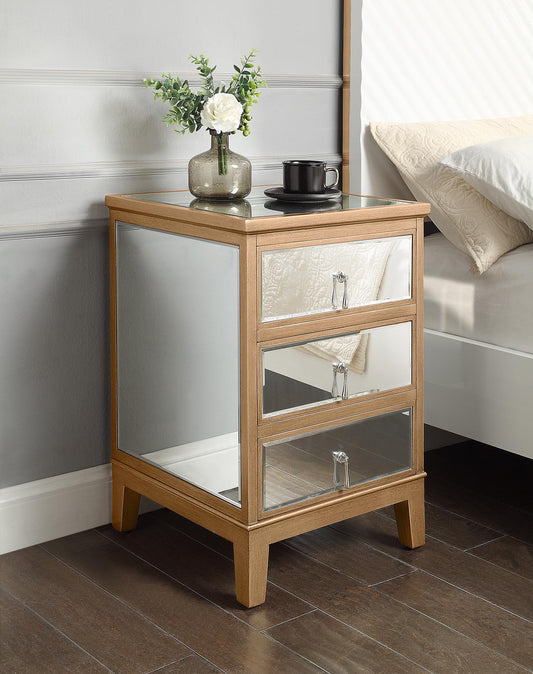 GATSBY Mirrored Bedside Table Antique Brushed Gold