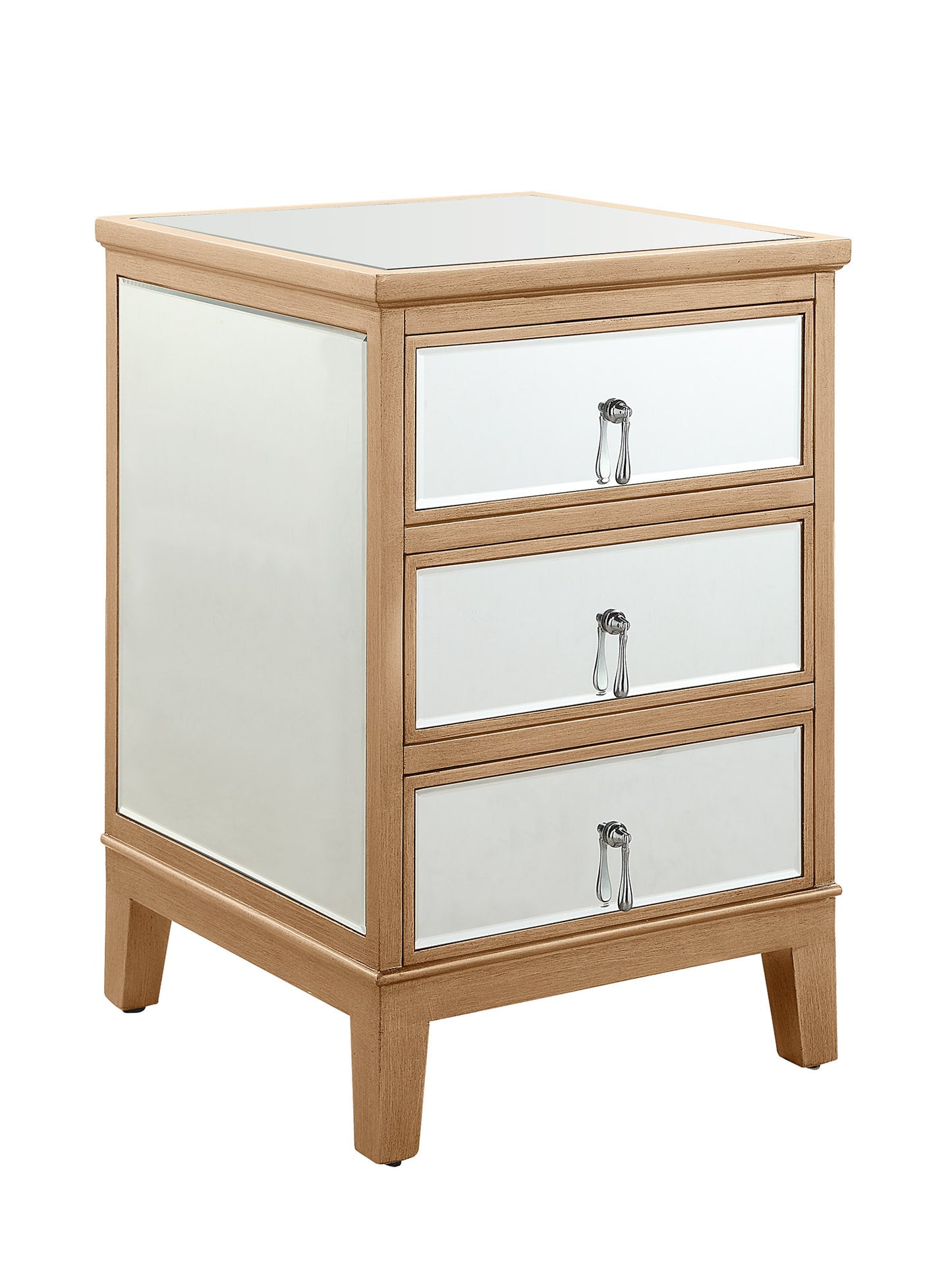 GATSBY Mirrored Bedside Table Antique Brushed Gold