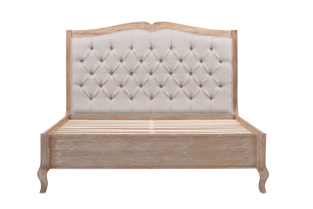 MONTEREY King Bed Upholstered and White Oak Wood