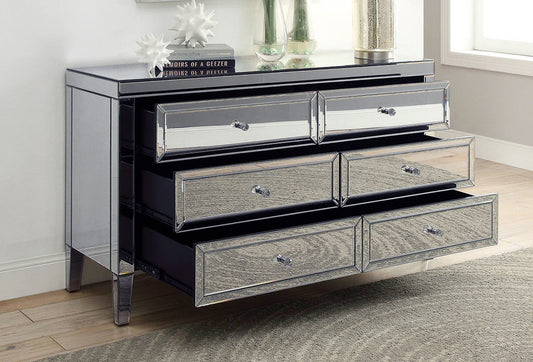 MAISON Smoke Mirror 6 Drawer Low Chest Dressing Table